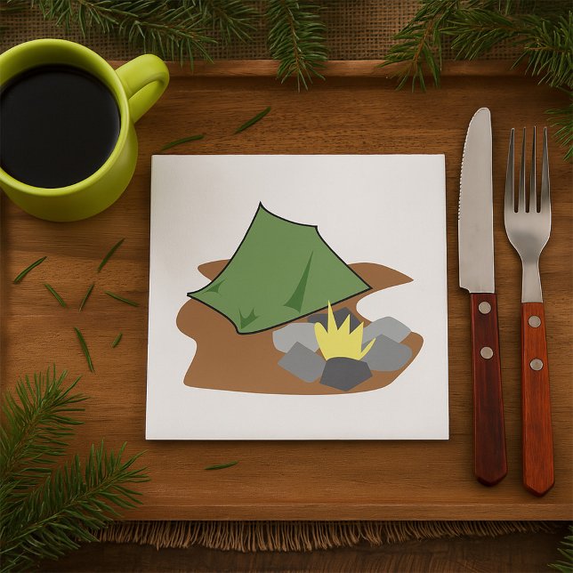 Camping Tent and Campfire Outdoor Adventure  Napkin (Creator Uploaded)
