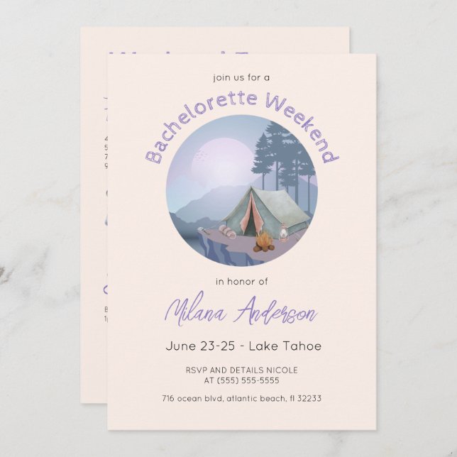 Camping Tent Bachelorette Party Invitation (Front/Back)