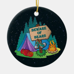 CAMPING TENT BEWARE BEARS ORNAMENT