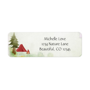Camping Tent Campfire Wilderness Woodland Address Return Address Label