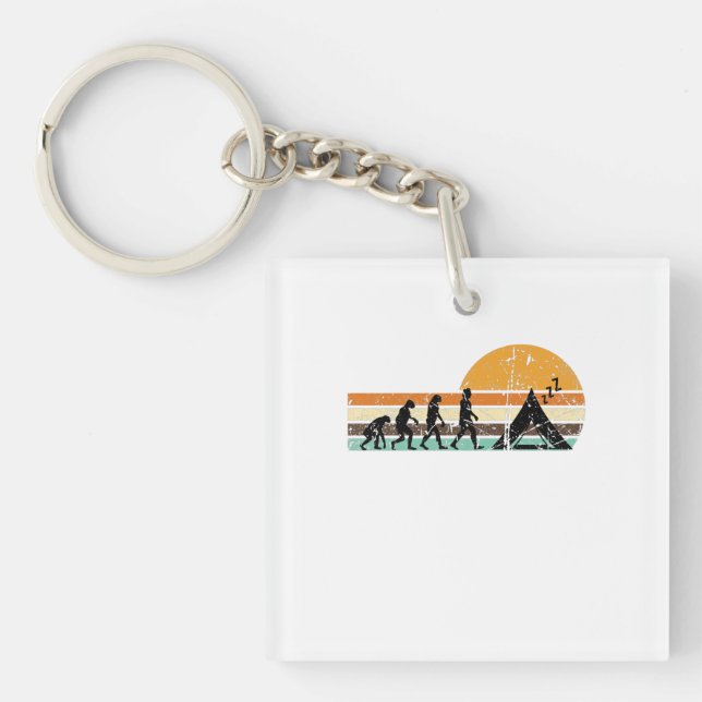 Camping Tent Camping Retro Key Ring (Front)