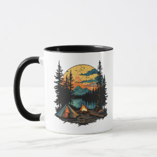 Camping Tent in the Forest Mug