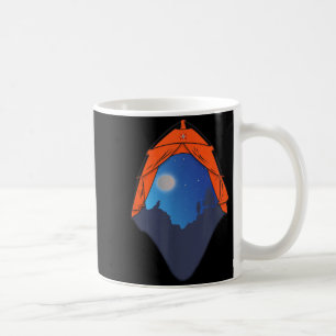 Camping Tent Night Scene _ Wolf Howling at the Coffee Mug