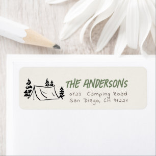 Camping Tent & Trees Return Address Label