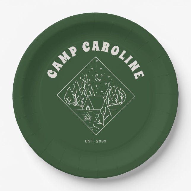 Camping Theme Bachelorette Party Paper Plate (Front)