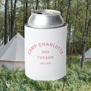 Camping Theme Bachelorette Pink Crest  Can Cooler