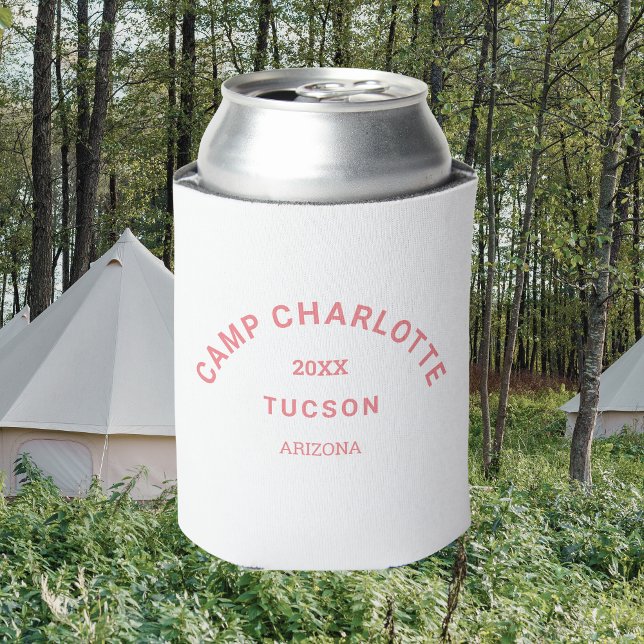 Camping Theme Bachelorette Pink Crest  Can Cooler (Creator Uploaded)