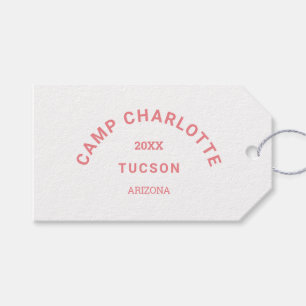 Camping Theme Bachelorette Pink Crest Gift Tags