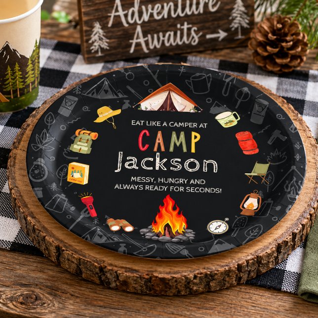 Camping Theme Birthday Party Paper Plate  (Creator Uploaded)