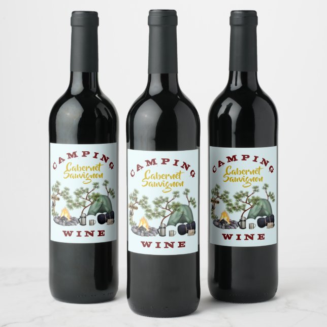 Camping Theme Custom Wine Labels (Bottles)