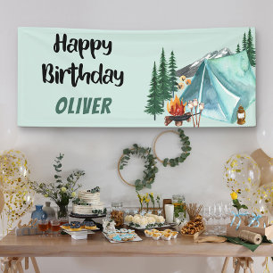 Camping theme Happy Birthday Banner