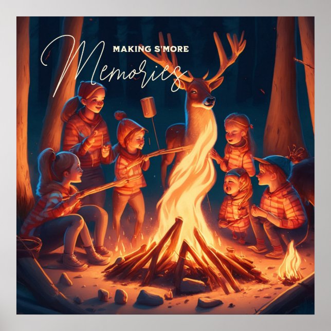 Camping Themed Art | Making S'mores  Poster (Front)