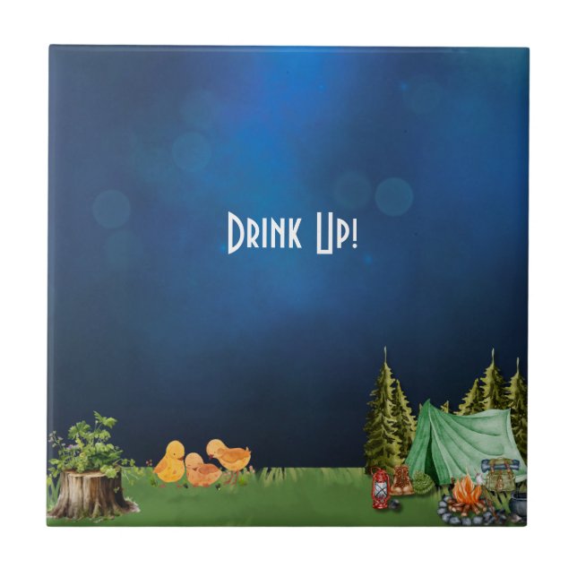 Camping Themed Baby Shower Ceramic Tile (Front)