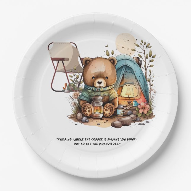 Camping themed Funny  Saying for Camper  Paper Plate (Front)