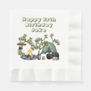 Camping Themed Happy Birthday Personalised Napkin