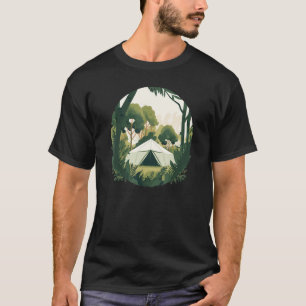 Camping Themed Tent In Woods Outdoor Adventure T-Shirt