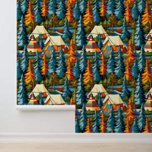 Camping Themed Tents and Teepee Wallpaper