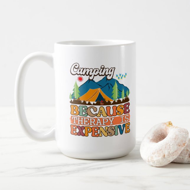 Camping Therapy Coffee Mug (With Donut)