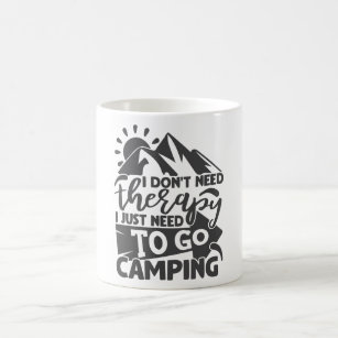 Camping Therapy Funny Camper Quote Typography Coffee Mug
