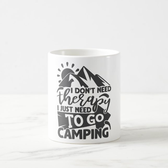 Camping Therapy Funny Camper Quote Typography Coffee Mug (Center)