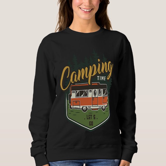 Camping Time Let's Go Forest Green Car Summer Sweatshirt (Front)
