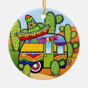 Camping Trailer Ceramic Ornament