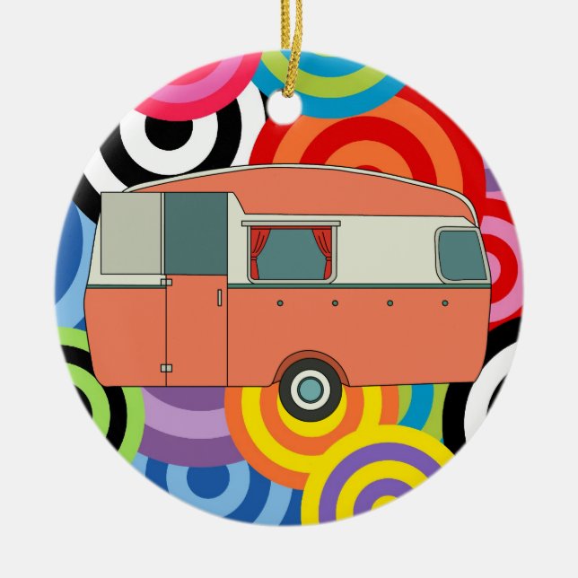 Camping Trailer Ceramic Ornament (Front)