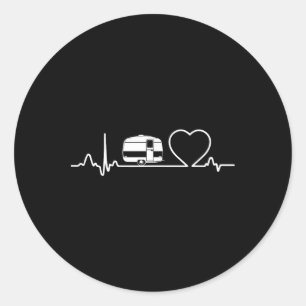 Camping Trailer Rv Heartbeat Shirt Vacation Outdoo Classic Round Sticker