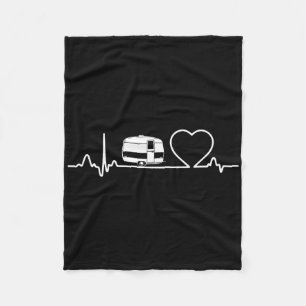 Camping Trailer Rv Heartbeat Shirt Vacation Outdoo Fleece Blanket