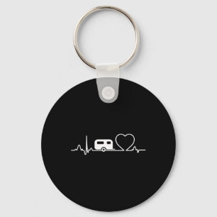 Camping Trailer Rv Heartbeat Shirt Vacation Outdoo Key Ring