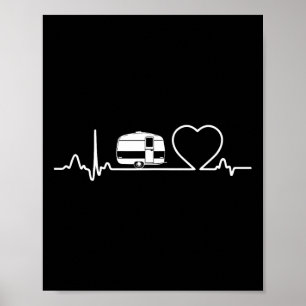 Camping Trailer Rv Heartbeat Shirt Vacation Outdoo Poster