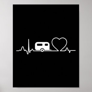 Camping Trailer Rv Heartbeat Shirt Vacation Outdoo Poster