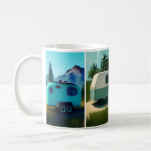 Camping trailers with 4 cute teal trailers