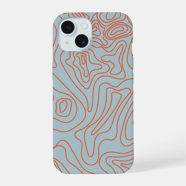Camping Trails Topography Art iPhone 15 Case (Back)