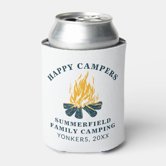 Camping Trip Family Matching Happy Campers Custom Can Cooler (Can Front)