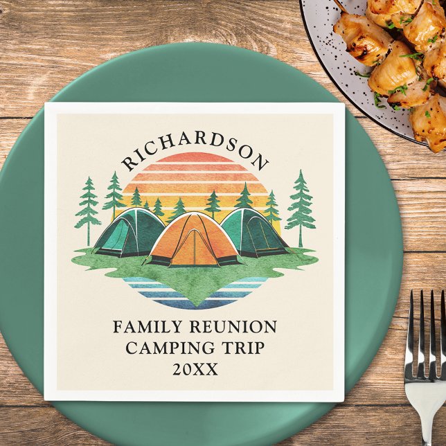 Camping Trip Vintage Sunset Family Reunion Napkin (Creator Uploaded)