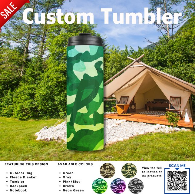 Camping Tumbler | ADD INITIAL Camouflage Kids Teen (Creator Uploaded)