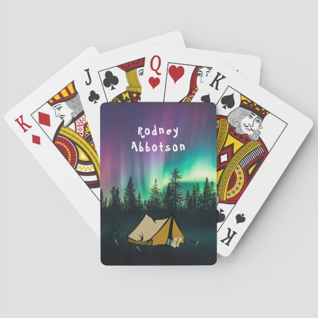 Camping under the Aurora Borealis - Personalize Playing Cards (Back)