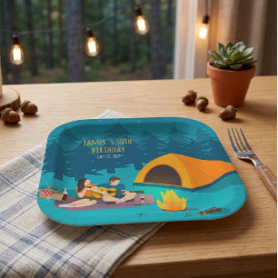 Camping Under the Stars Birthday Party Paper Plate