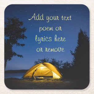 Camping Under The Stars Square Paper Coaster