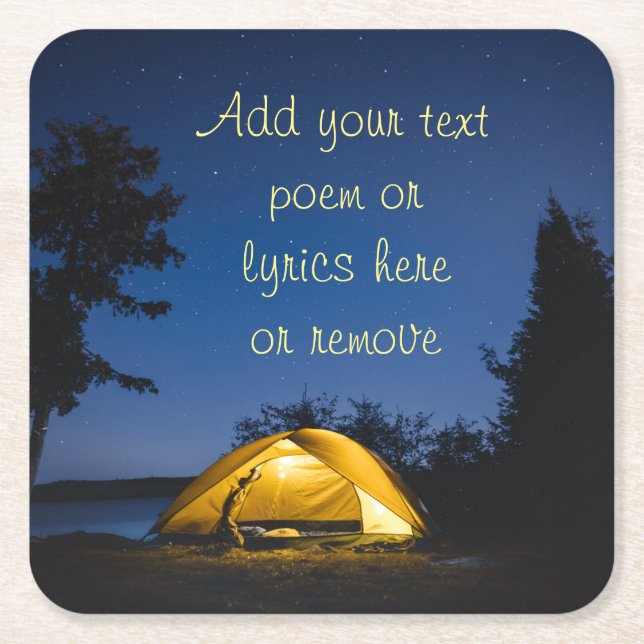 Camping Under The Stars Square Paper Coaster (Front)