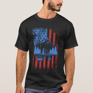 Camping USA Flag friends T-Shirt