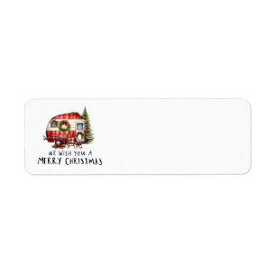 Camping Van Christmas Themed Return Address Label