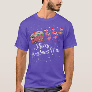 Camping Van Flamingo Santa Hat Merry Christmas Yal T-Shirt