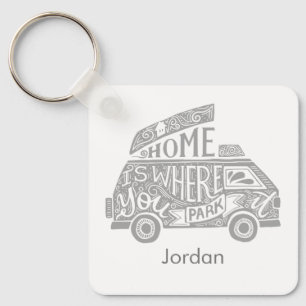 Camping Van Life Fun Inspirational Quote Custom Key Ring