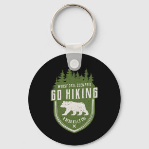Camping Vintage Go Hiking Fun Summer Mountain Clim Key Ring