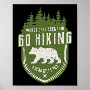 Camping Vintage Go Hiking Fun Summer Mountain Clim Poster