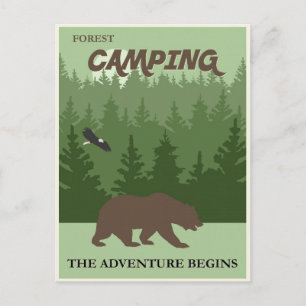 Camping Vintage Travel Poster Postcard