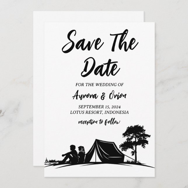 camping wedding save the date cards (Front/Back)