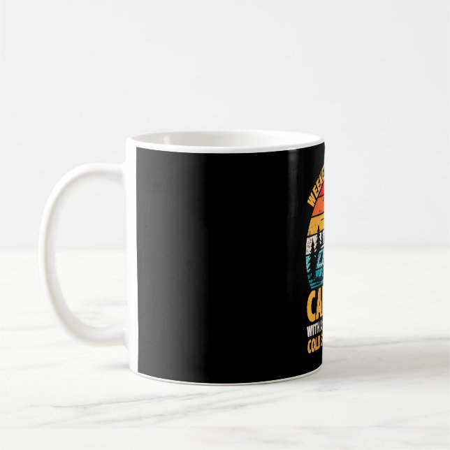 Camping weekend forecast 100% chance of beer funny coffee mug (Left)